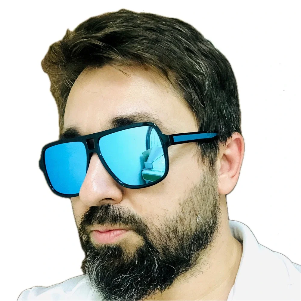 Square Blue Lens Sunglasses Mens Womens Fashion‎ Trendy Shades UV Protection New